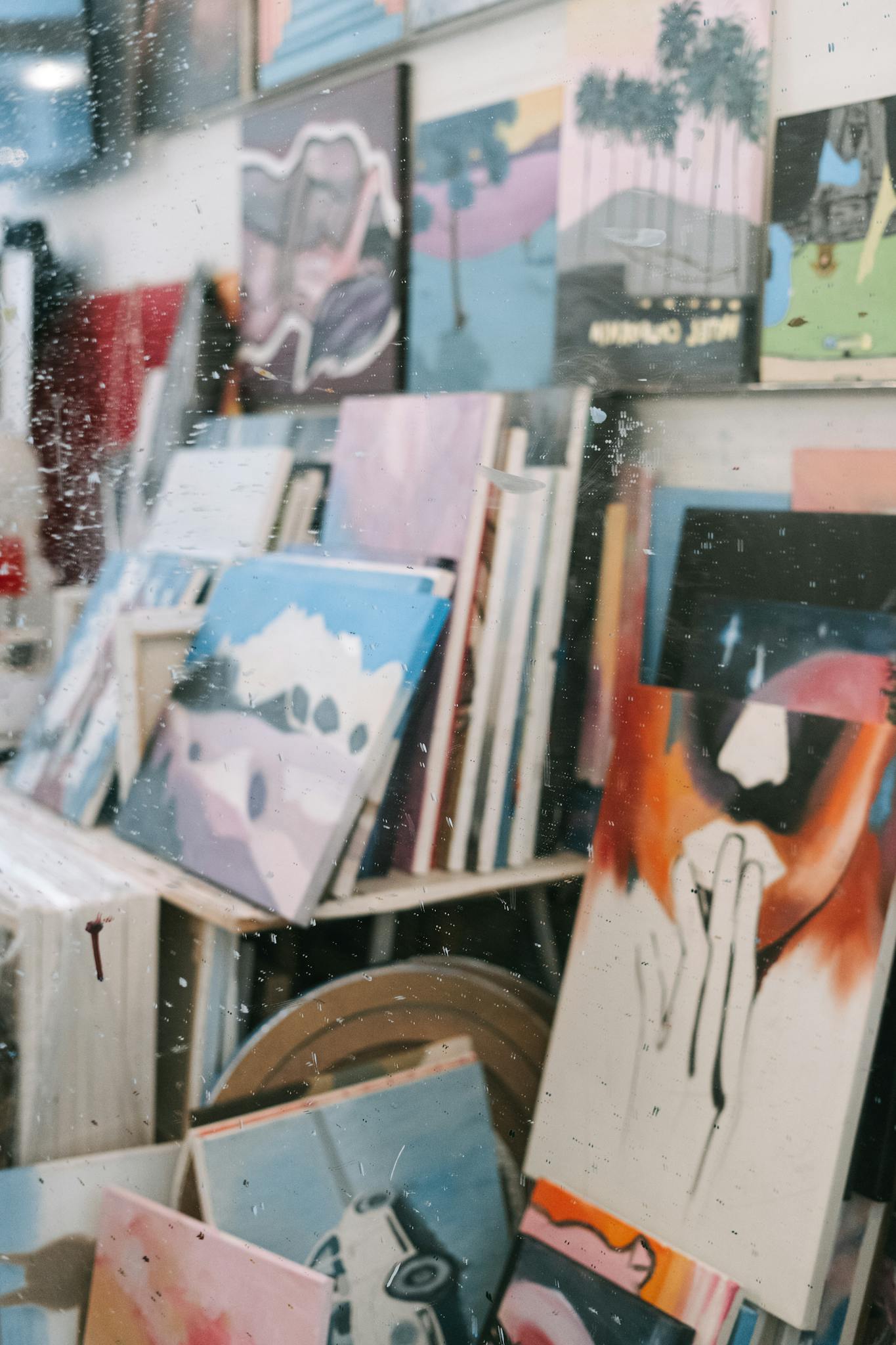 Explore diverse and colorful art pieces displayed in a vibrant art exhibition setting.